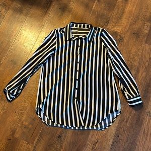 Black and white stripe button down